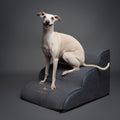 Noah & Paw dog ramp stairs for bed in faux leather, black, 3 steps