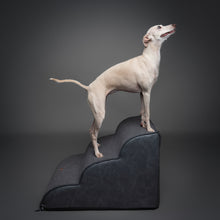 Noah & Paw dog ramp stairs for bed in faux leather, black, 3 steps