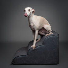 Noah & Paw dog ramp stairs for bed in faux leather, black, 3 steps