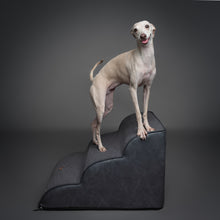 Noah & Paw dog ramp stairs for bed in faux leather, black, 3 steps