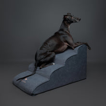Noah & Paw dog ramp stairs for bed in faux leather, black, 4 steps