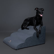Noah & Paw 27-inch extra wide dog ramp stairs in faux leather, black, 4 steps