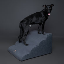 Noah & Paw 27-inch extra wide dog ramp stairs in faux leather, black, 4 steps