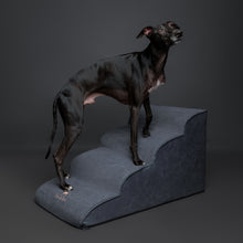 Noah & Paw dog ramp stairs for bed in faux leather, black, 4 steps