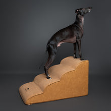 Noah & Paw dog ramp stairs for bed in faux leather, camel, 4 steps