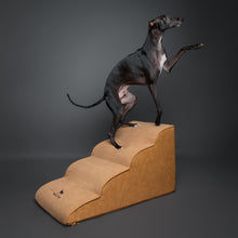 Noah & Paw dog ramp stairs for bed in faux leather, camel, 4 steps
