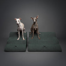 Noah & Paw 27-inch extra wide dog ramp stairs in faux leather, dark green, 3 steps
