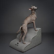 Noah & Paw dog ramp stairs for bed in faux leather, gray, 3 steps