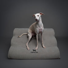 Gray extra wide dog ramp, 27 inch, faux leather, Noah & Paw