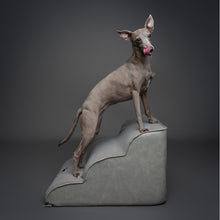 Noah & Paw dog ramp stairs for bed in faux leather, gray, 3 steps
