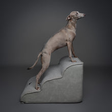 Noah & Paw dog ramp stairs for bed in faux leather, gray, 3 steps