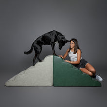 Noah & Paw 27-inch extra wide dog ramp stairs in faux leather, gray, 5 steps