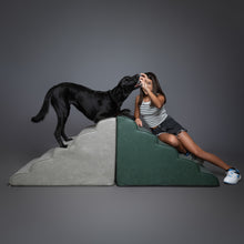 Noah & Paw dog ramp stairs for bed in faux leather, gray, 5 steps