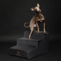 Luxury Dog Stairs for Bed, Faux Leather Collection, Black