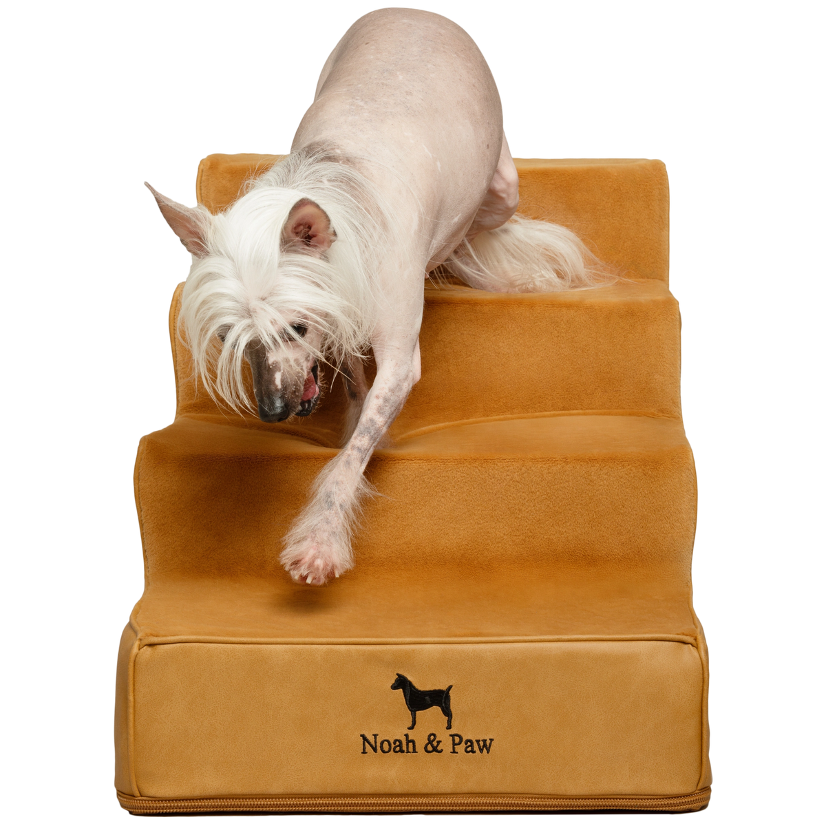 Luxury Faux Leather Dog Stairs | Camel Collection