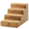 Luxury Dog Stairs for Bed, Faux Leather Collection, Camel