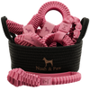 Luxury Dog Toy Gift Basket, Stretchy Rope Collection, Pink