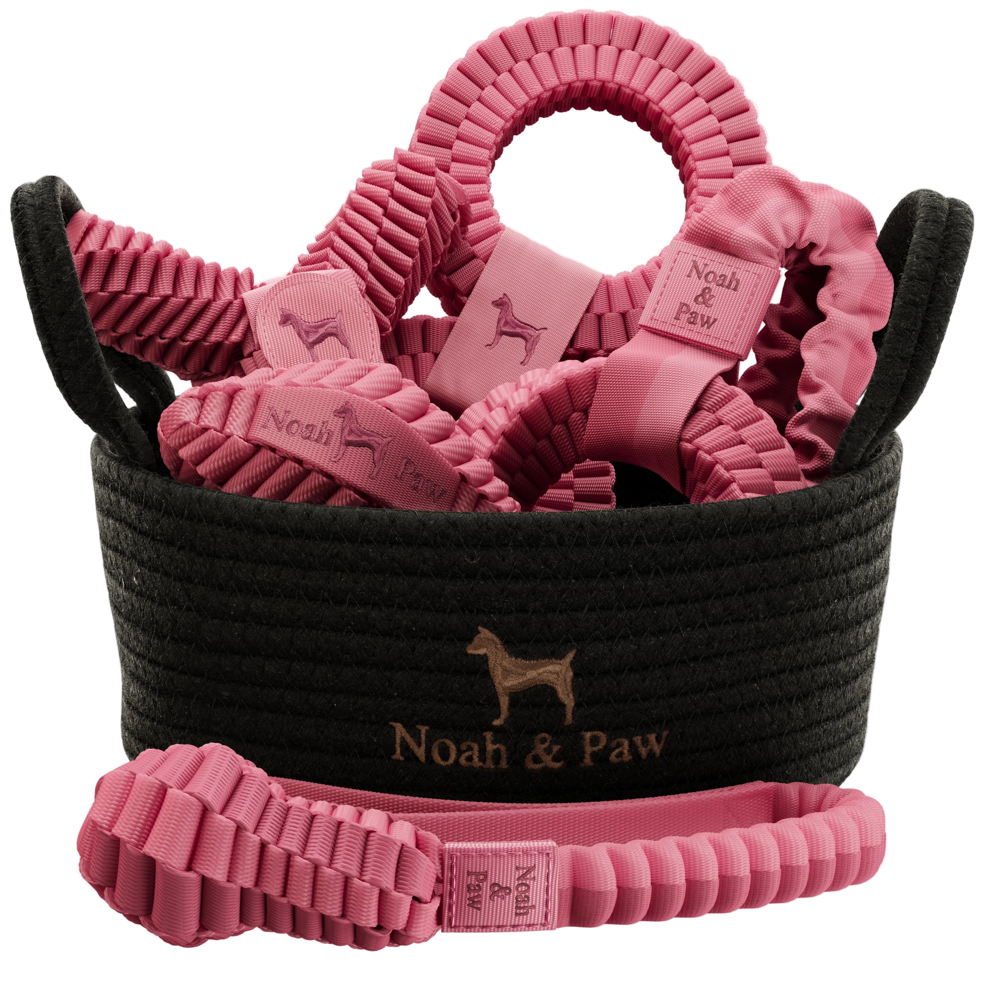 Luxury Stretchy Rope Dog Toy Gift Basket, Pink