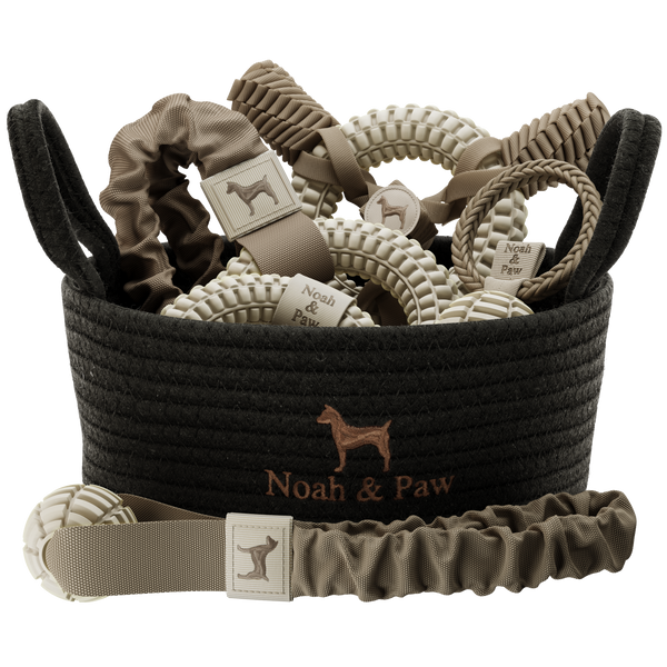 Noah & Paw rope and TPU dog toy gift basket, full set, beige