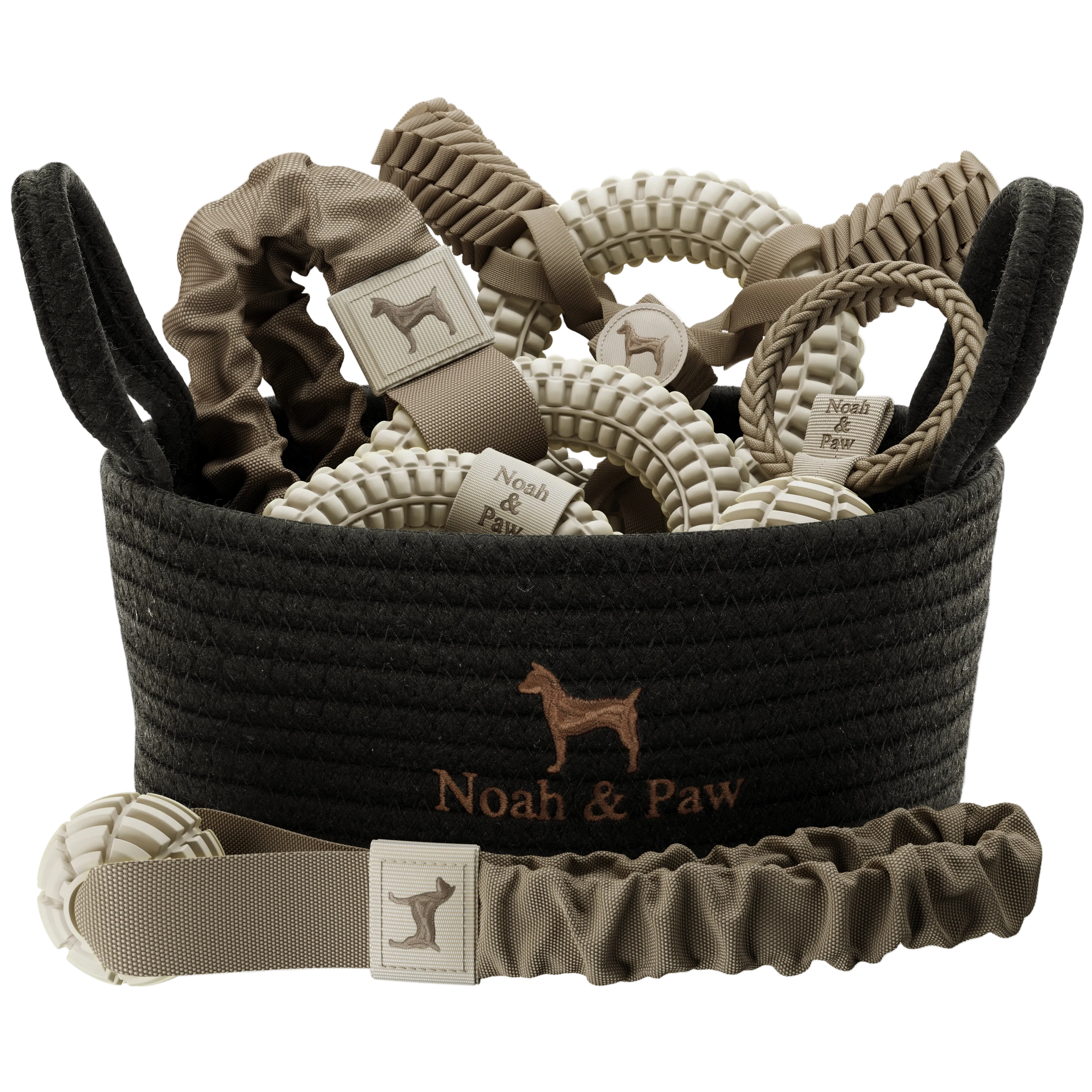 Luxury Rope & TPU Dog Toy Gift Basket, Beige