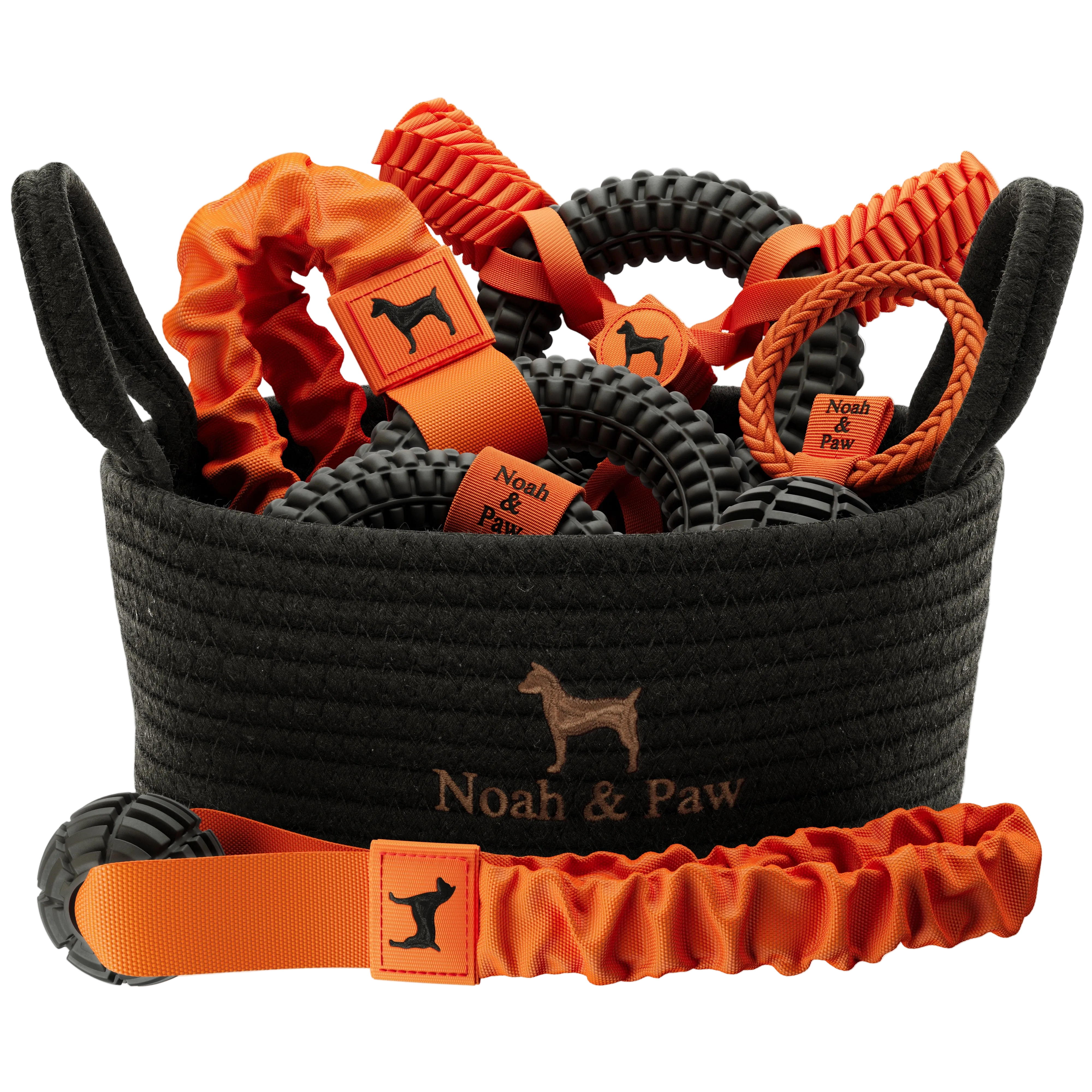 Luxury Rope & TPU Dog Toy Gift Basket, Black