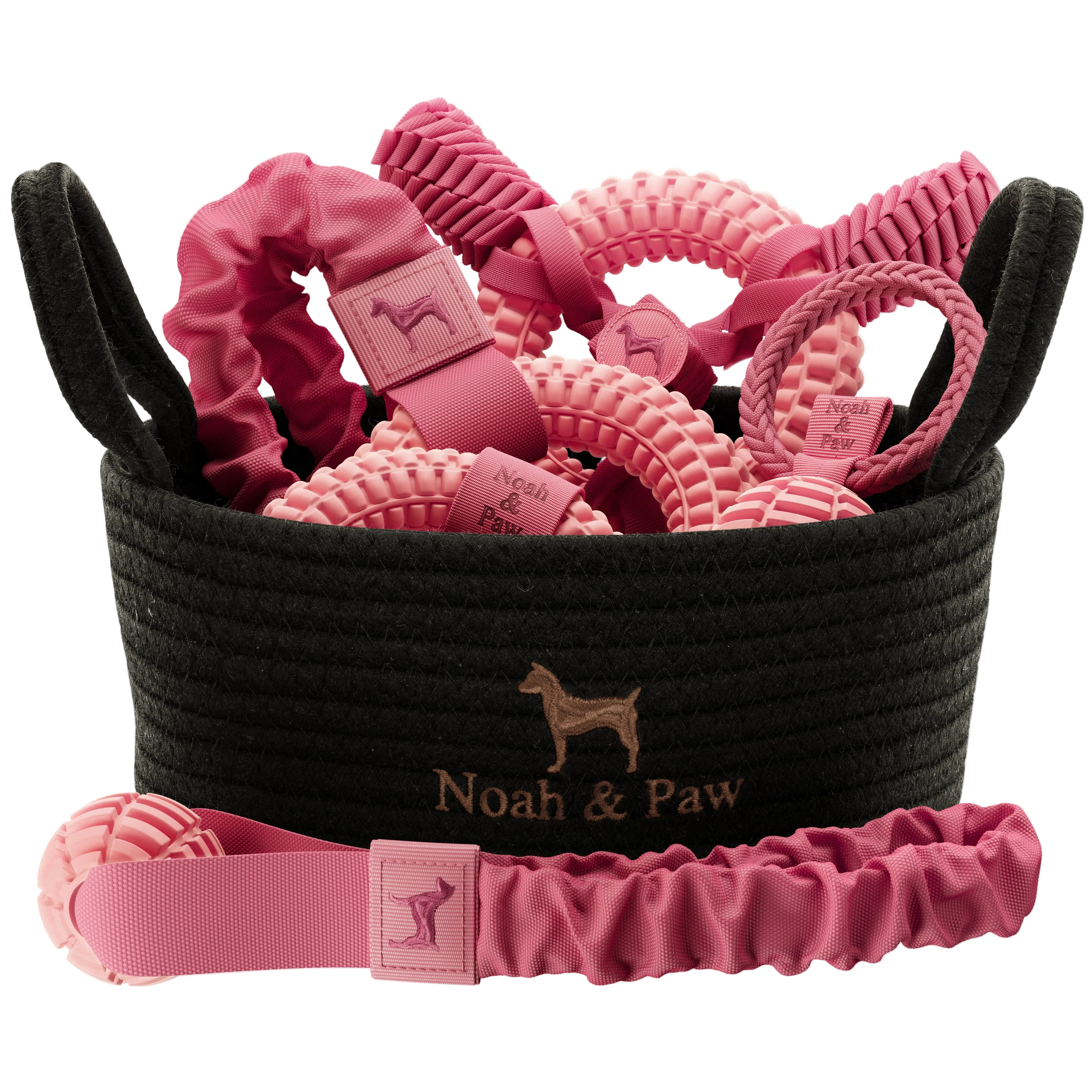 Luxury Rope & TPU Dog Toy Gift Basket, Pink