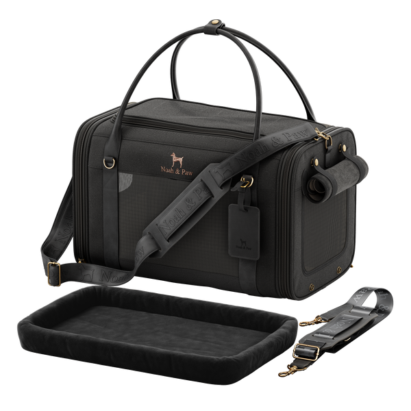 Canvas Dog Carrier for Air Travel in Black or Grey, Black