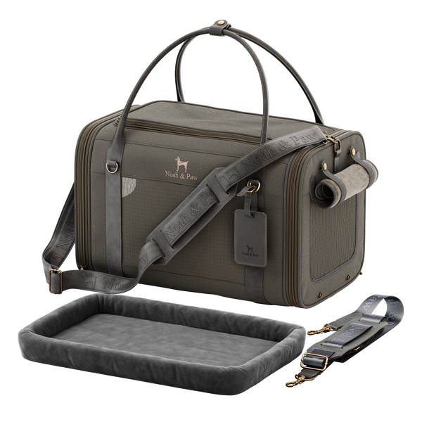 Canvas Dog Carrier for Air Travel in Black or Grey, Gray