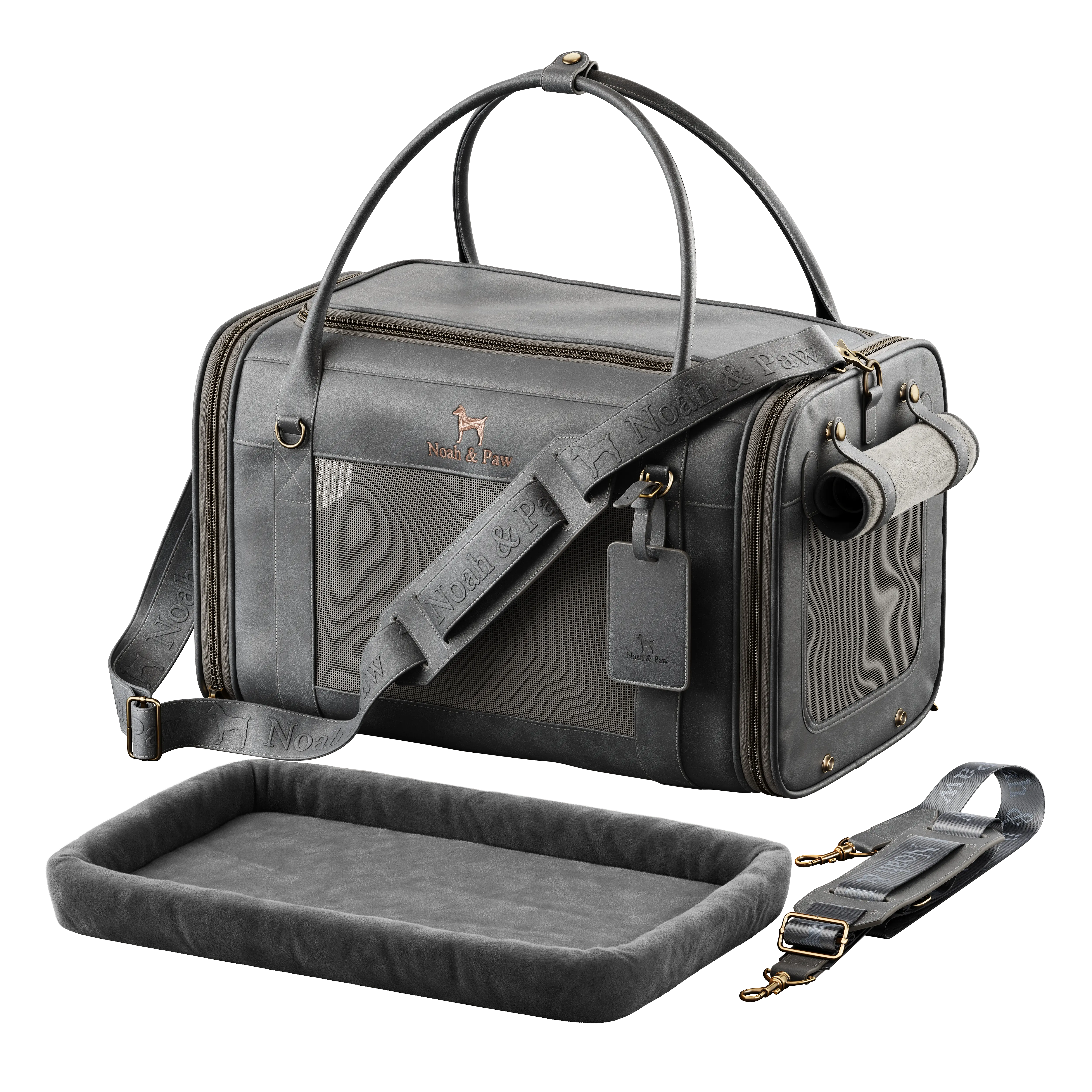 TSA Approved Pet Carrier, Faux Leather, Charcoal