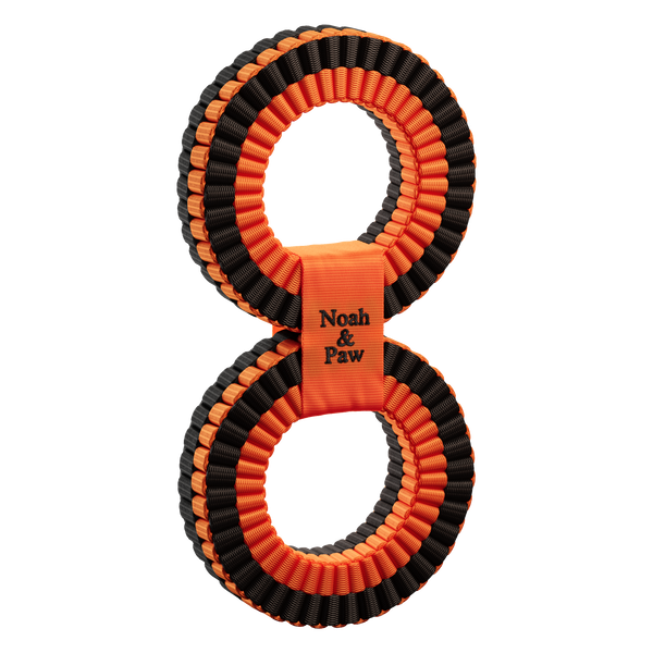 Noah & Paw stretchy rope dog toy, double ring, black