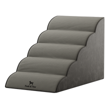 Noah & Paw dog ramp stairs for bed in faux leather, black, 5 steps