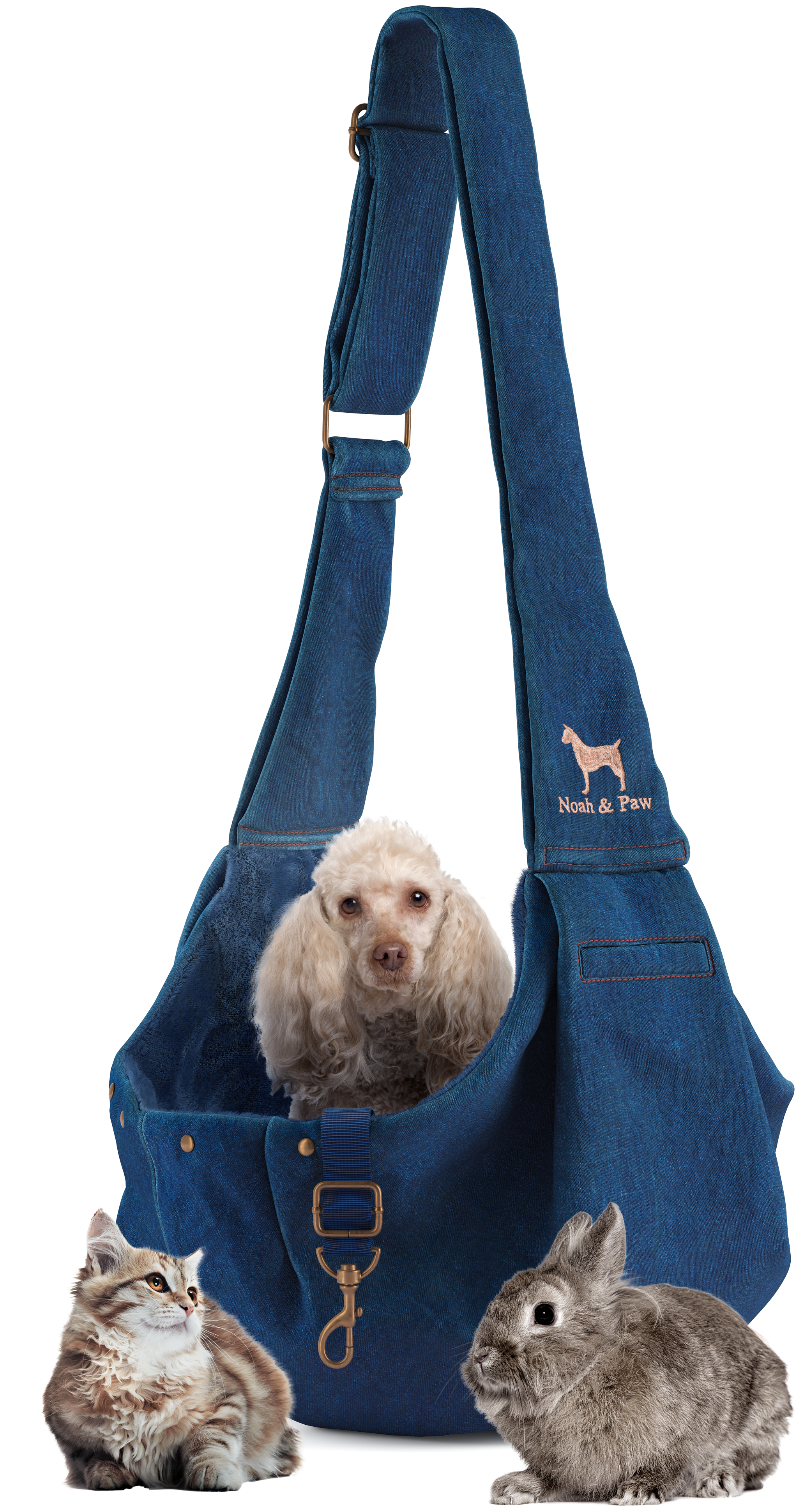 Dog Sling Carrier Light Blue Denim  - Snap