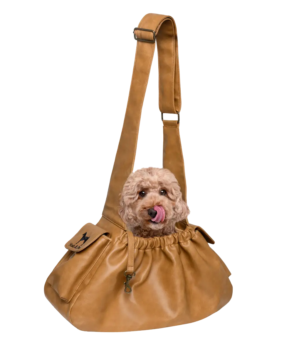 Dog Sling Carrier Camel Leather - Ruffle