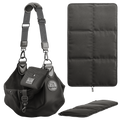 Mesh dog sling with snap closure, Black, 3D view, Noah & Paw